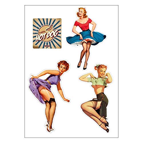E31 Retro-Aufkleber 50er-Jahre, Pin-up-Girls, A4-Bogen