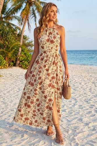 Image of KILIG Women's Summer Floral Beach Flowy Split Maxi Long Dresses
