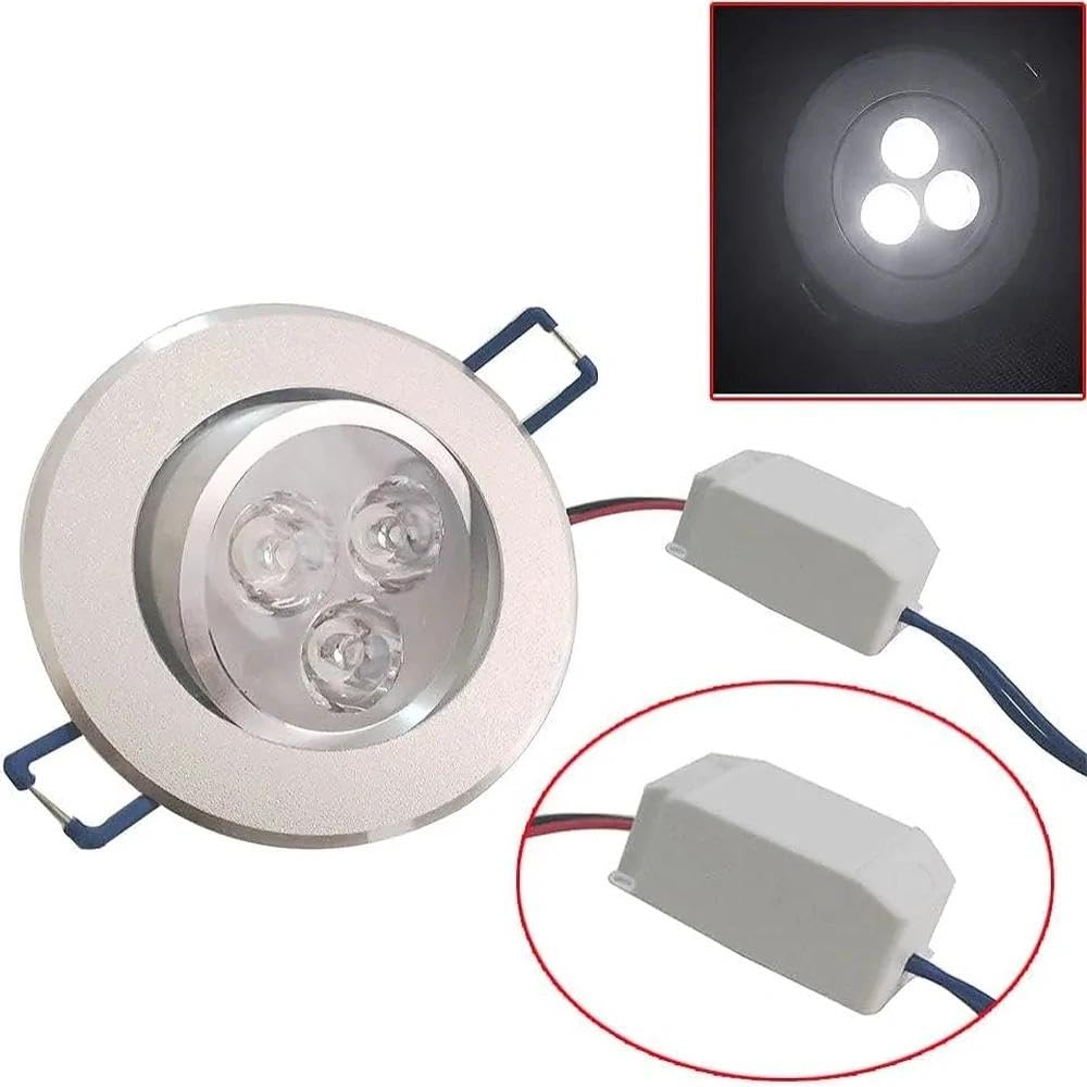 POCKETMAN Paquete de 10, 220V 4W Dimmable LED Empotrable Foco de techo empotrado Foco blanco frío, 360-400 lúmenes (equivalente a 40W)