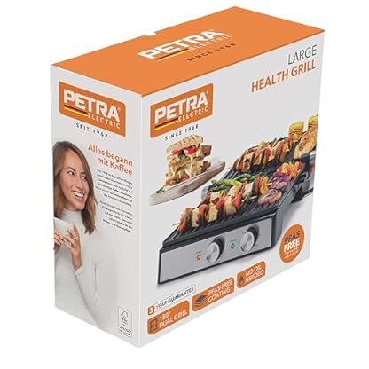 Petra PT6234VDE Kontaktgrill – Elektrogrill, bis zu 180° für das Kochen mit zwei Oberflächen geöffnet, PFAS-freie Keramikbeschichtung, einstellbare Temperatur und Timer, 29 x 23cm platten, 2000 W – Bild 7