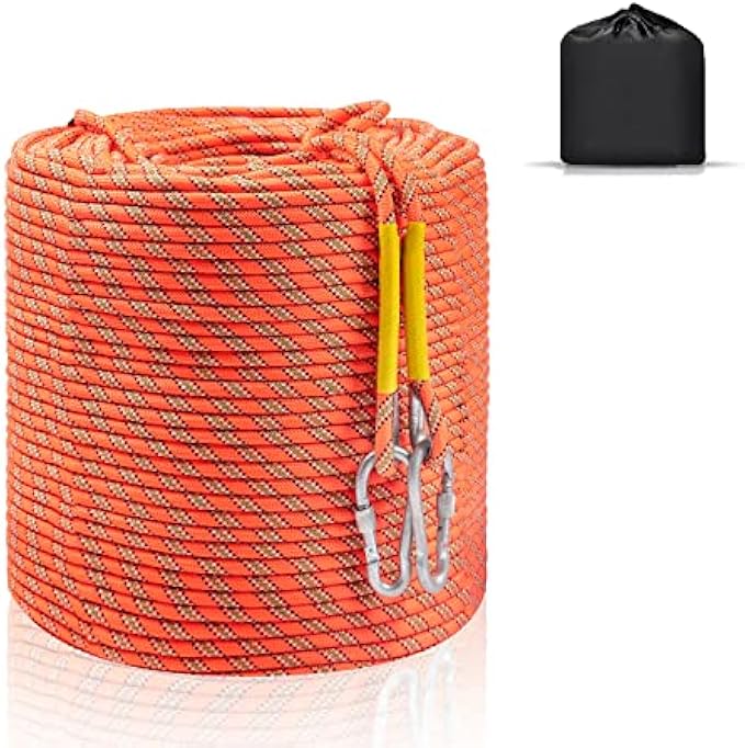 WGOS Climbing Rope, Dynamic Rock Climbing Rope, Braided Polyester Arborist Rigging Rope, Escape Equipment in 32ft/64ft/96ft/160ft/230ft/500ft/985ft with Carry Bag