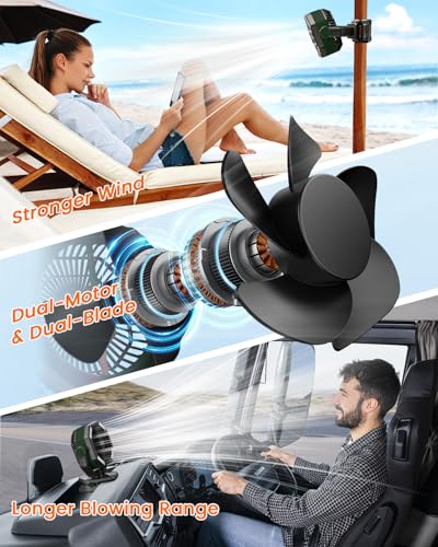 Image of coldSky Camping Fan with Dual Motor, 20000mAh Clip On with Digital Display, 9-Inch Portable Battery Operated with LED Lantern, Tent Fan for Camping with Remote, 5 Speeds, 4 Timing, Outdoor Green
