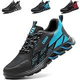 COOU Sicherheitsschuhe Sportlich Herren S3 Arbeitsschuhe Damen Stahlkappe rutschfest Stahlkappenschuhe Sneaker 37-48 EU 8082/Blau 42