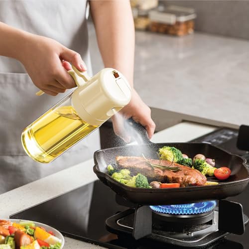 Glad 2 in 1 Oil Dispenser, 18.6oz/550ml - Olive Oil Sprayer for Cooking, Pouring Salad Dressing, and Grilling - Kitchen Gadget with Refillable Glass Bottle, Handle, and Mist or Pour Options - Beige - image 5