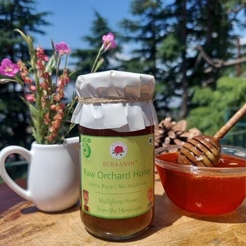 Natural Raw Orchard Honey 500g - Unprocessed, Unheated 100% Pure & Natural Raw Honey | No Added Sugar | Quick Energy Boost, Relieves Cough, Soothes Sore Throat (Pack of 1)