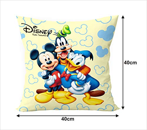 Image of Kuber Industries Disney Printed Microfiber Filled Floor Cushion, Decorative Throw Pillow, Home Decor Pillow, Sofa /Bed Cushion,16 inchx16 inch(Cream)-Pack of 4-KUBMART15882