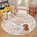 zesthome Washable Round Area Rugs - Non-Slip 6ft Round Rugs, Ultra-Thin Large Circle Rugs for Living Room, Soft Low Pile Rug for Bedroom, Kitchen, Nursery - Vintage Stain Resistant Round Rug