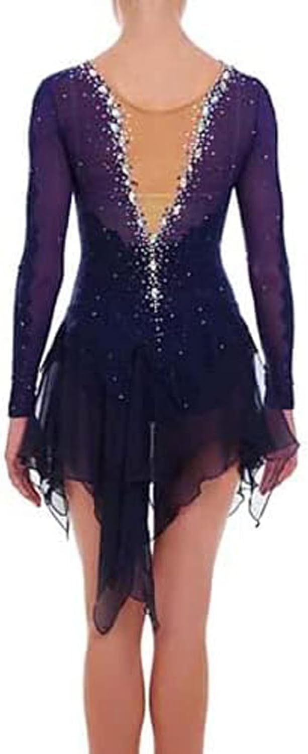 Professional Figure Skating Competition Dress Elastic Ice Roller Skating Skirt Handmade Ballet Gymnastics Costume