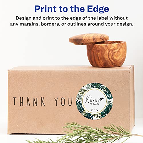 Image of Avery Glossy White Labels, Sure Feed Technology, 3 inch Round Labels, Print-to-The-Edge, Laser /Inkjet, 60 Count (22891) (Pack of 5)