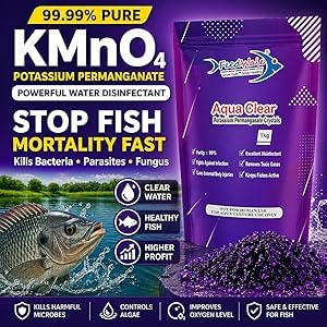 Image of FeedWale Potassium Permanganate KMnO4 Crystals 99.99% Pure | Pond Water Disinfectant | Fish Pond | Aquarium | Aquaculture | Biofloc | Poultry 1kg
