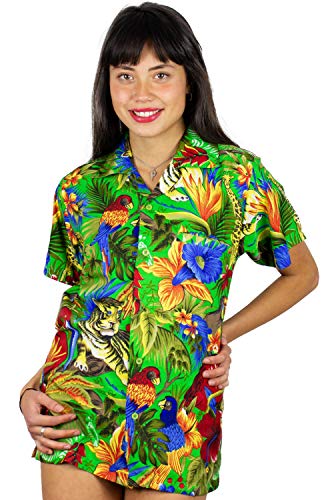 V.H.O. Funky Hawaiian Blouse, Jungle, Green, XL