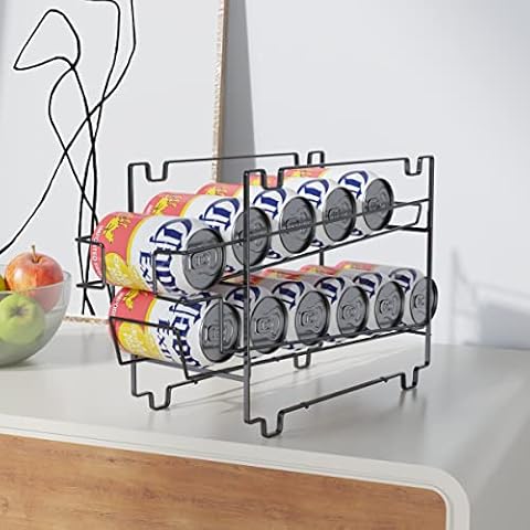 UMDONX Rolling Can Dispenser Beer Can Organiser Soda Can Dispenser for Kitchen Cupboard Pantry Countertop Fridge Beer Soda Pop Cans Storage 2 Piece Cover