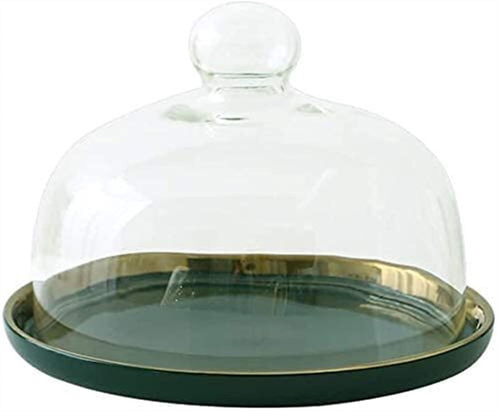 Plateau en céramique avec cloche en verre 20cm pour fruits et pâtisseries de supermarché