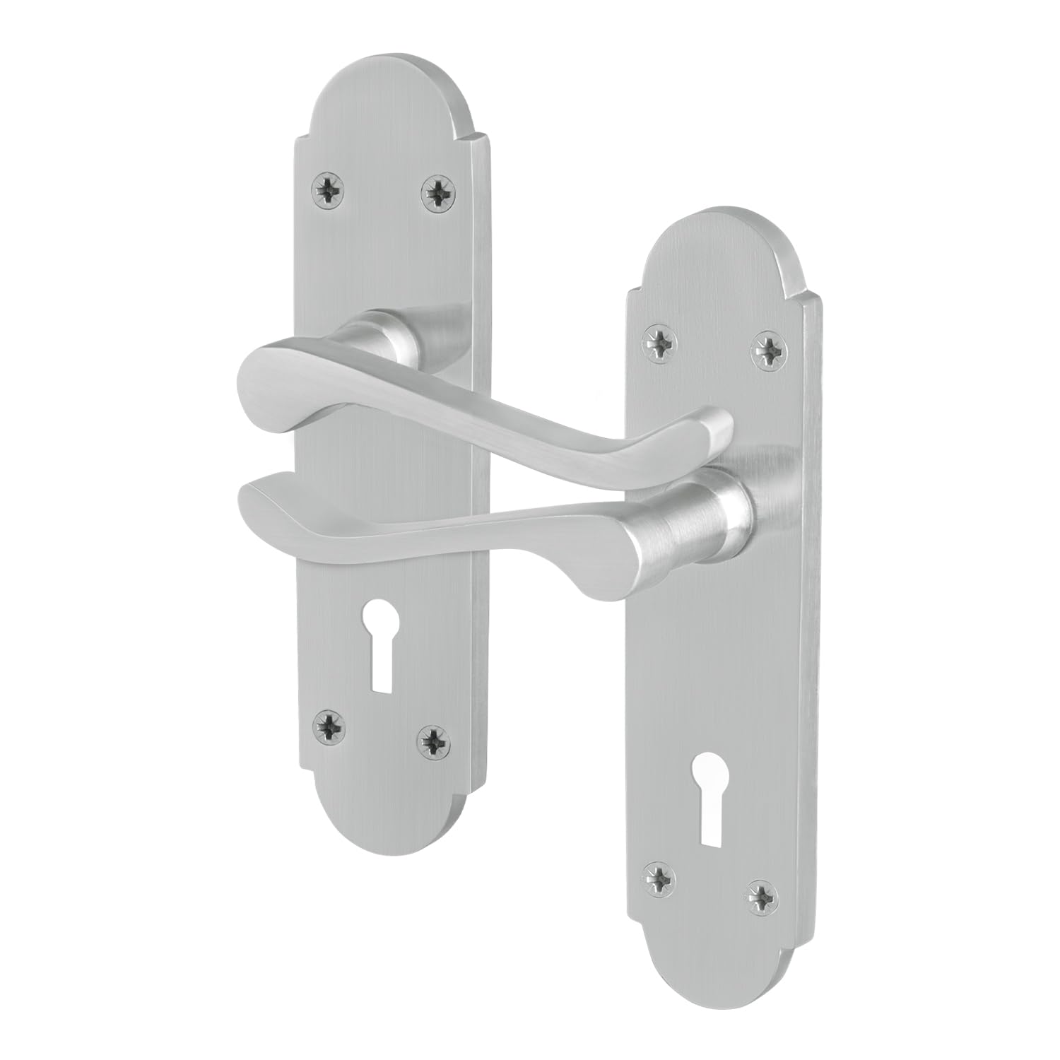 EAI Satin Chrome Door Handles on Backplate with Sash Lock โ image 1
