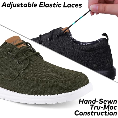 Image of ASITVO Men's Wide Canvas Loafers Slip on Boat Walking Shoes Casual Dress | Big Size Width Toe Box