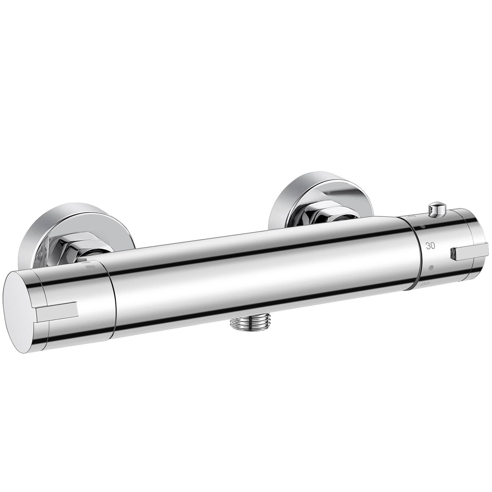 Mitigeur Thermostatique Douche, Bevankly Murale Robinet Thermostatique de Douche avec Bouton Sécurisé à 38°C Anti-brûlure Mitigeur de Douche Thermostatique Entraxe 150mm - Chromé
