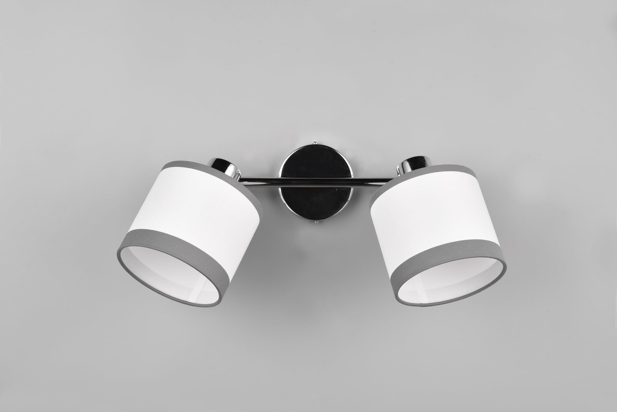 Reality Leuchten RL Spot Bar Davos R81552006, Metal Cromado, Cortinas Tela Gris/Blanco, excl. 2x E14