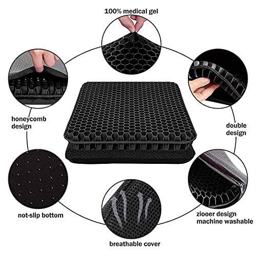 Image of Gel Chair Cushions,Cooling seat Cushion Honeycomb Design Super Breathable Cushion for Summer Home Office Chair Car Wheelchair (Black)