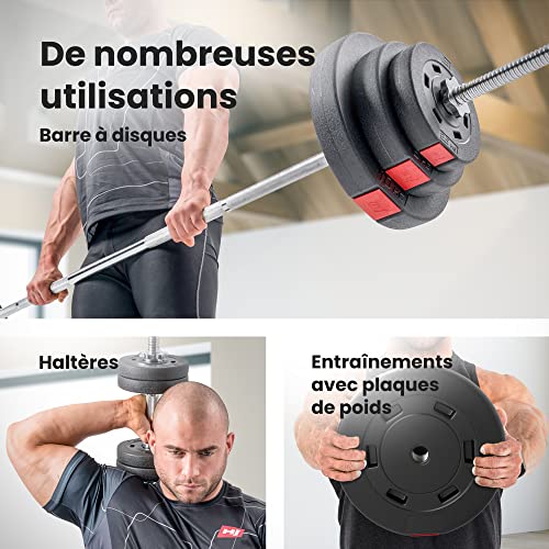 Hop-Sport Disques de Poids en Plastique 20, 30 kg pour Barre d'haltères 30 mm Variantes au Choix, Disques d'haltères pour Entraînement Haltérophilie et Musculation – Image 3