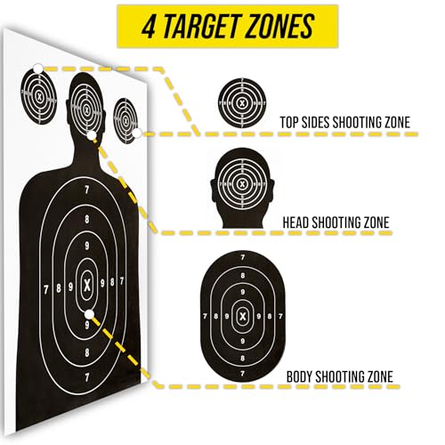 Image of 50 Pack Paper Shooting Target for Gun Range, Target Practice- (Industry Standard Size 17 X 25 inch) Silhouette Paper for Handguns, Rifles, Pistols, Airguns, BB Gun, Pellet Gun, Crossbow, Arrow