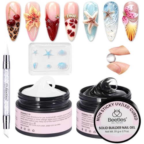 Beetles 3D Gel Nail Art, 2 Pcs Clear &amp; White with Sculpting Pen and 3D Mold