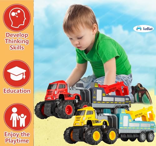 Image of FunBlast Towing Trucks Toy - Diecast Rescue Trailer Toy for Children, 1:43 Scaled Model Pull Back Tow Truck Toys for 3+ Year Old Kids, Boys, Metal Truck for Kids (1 Pc;Random Color)