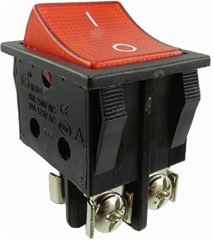 Built-in Rocker Switch with Screw Contacts, Device Switch, 2 pin (4pin) 16 A 250 ~ Black Switch Illuminated red