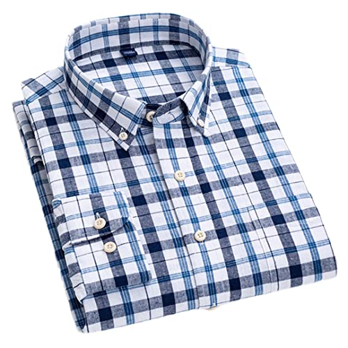 Chemise à carreaux homme en coton et lin T0c1804 coupe régulière XL