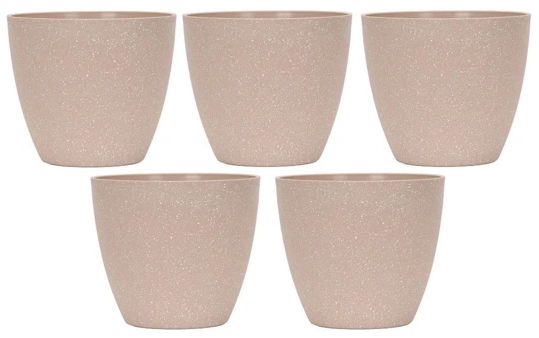 Alexvyan Imported 17 Cm Long Plastic (100% Virgin Plastic) Fashionable Fade Free Flower Plant Pot for Garden Balcony Terrace-Length 17 Cm Top 17 Cm Bottom 10 Cm (Pack of 5 - Brown) (B09PR4VZKB) Amazon Price History, Amazon Price Tracker