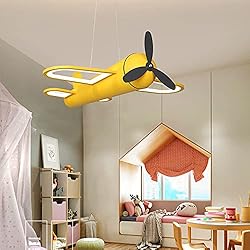Ventilador Avion GGMWDSN Lampara Ventilador Techo Infantil, Luz de Ventilador de Techo con Forma de AvióN, Luz De Ventilador Silencioso, Ventilador de Techo Interior y HabitacióN para NiñOs, Sala de Estar,YellowM