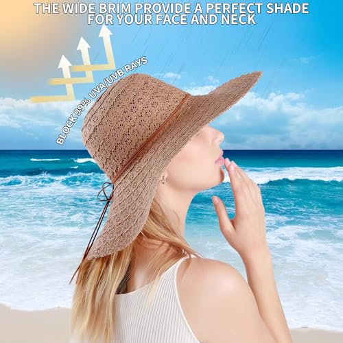 Sombrero de playa para mujer con ala ancha y encaje miniatura 2