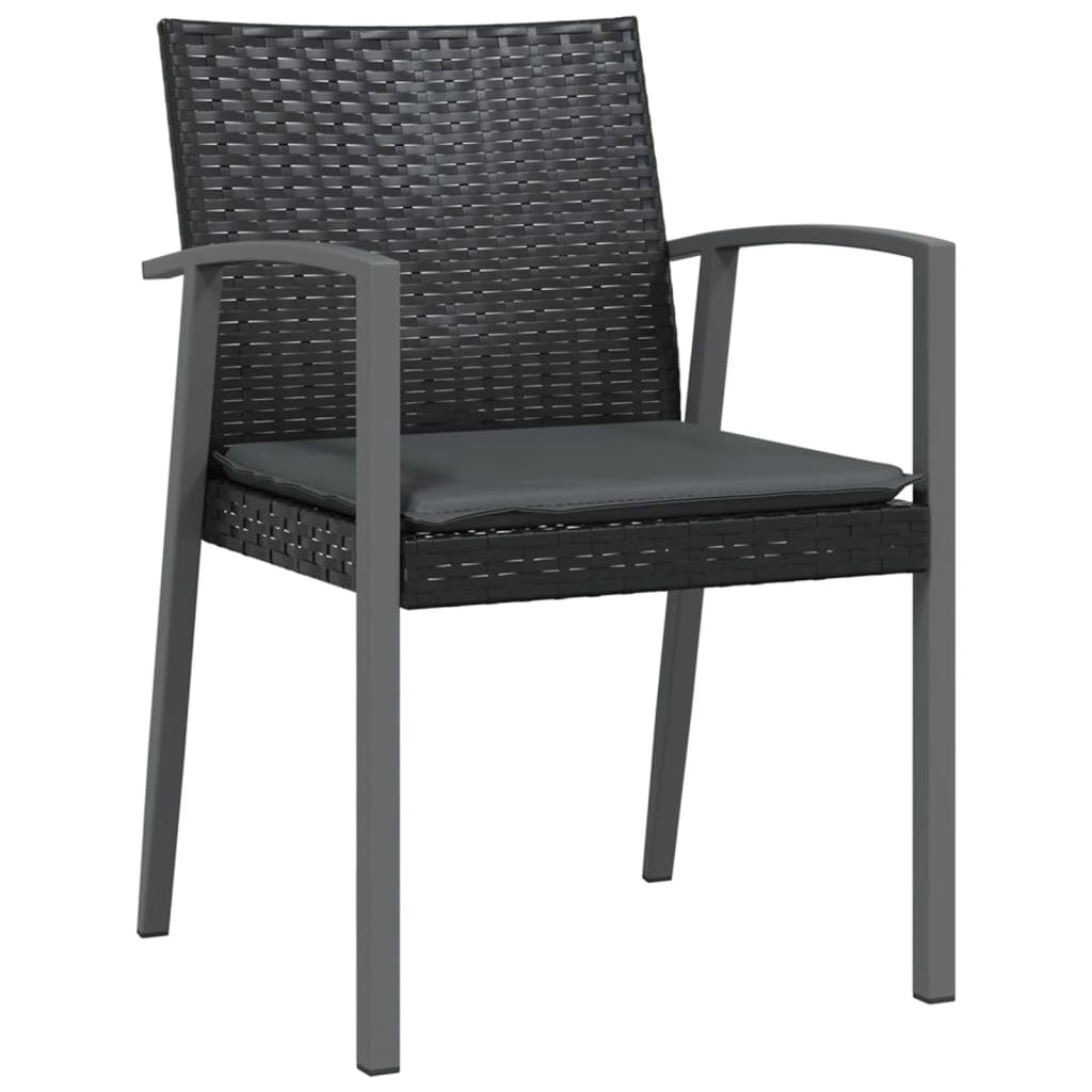 Set Pranzo Giardino 3 Pezzi con Cuscini Polyrattan Acciaio