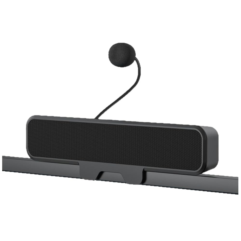 Computer Speakers for Desktop PC, Monitor Speakers with Detachable Mic, USB Wired External Speaker for Laptop, Loud Sound, Deep Bass, Clip on Monitor, Plug and Play
