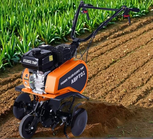 GasXcel Gas Rototiller, 212CC 4-Stroke 7HP 22-in Tiller for Gardening Forward/Reverse, Height Adjustable, Heavy-Duty Front Tine Garden Tillers Cultivator Rototiller Gas Powered for Soil Cultivation