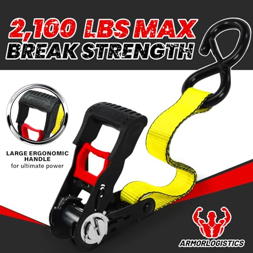 Image of Ratchet Straps (4 Pack) - 1in x 15ft Motorcycle Strap Tie Downs with 15ft Soft Loops - 2,100lb Break Strength Ratchet Tie Down Straps for Motorcycles, Truck, Cargo - Safety S Hook, Storage Bag