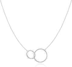 MARLION JEWELS Colgante de mujer original diseño formado por dos delicados aros enlazados entre si. Cadena de plata para mujer, niña ideal para regalo del día de la madre, cumpleaños, aniversario.