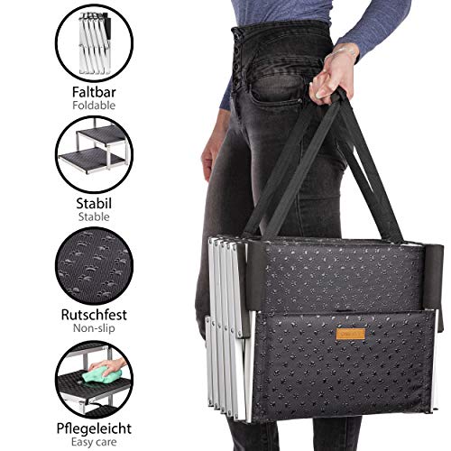 ONVAYA® Hundetreppe faltbar | 5 Stufen | Hunderampe Einstieghilfe für Autos oder hohe Betten | klappbare Haustiertreppe | stabile Hundeleiter | praktisch & leicht | für bis zu 60 kg