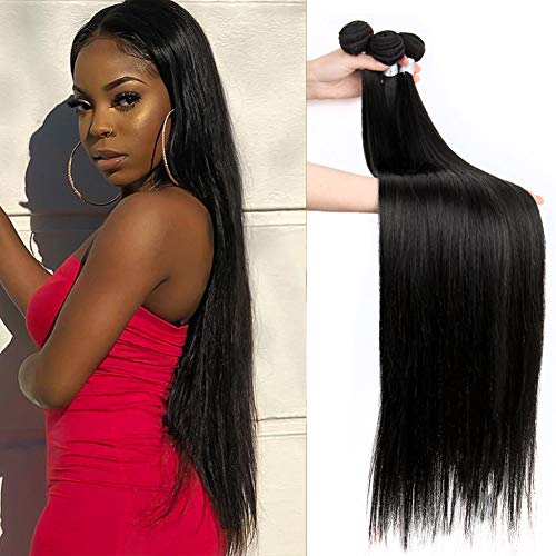 10A Human Hair Straight Bundles Brazilian Virgin Straight Hair 3 Bundles 100% Unprocessed Weave Hair Human Bundles (16 18 20)