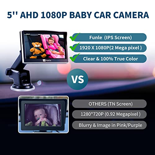 Funle Baby Car Camera - 5” Ahd 1080P Monitor With Ir Night Vision, Rear Facing Car Seat Mirrors For Infant Toddler #TOP2