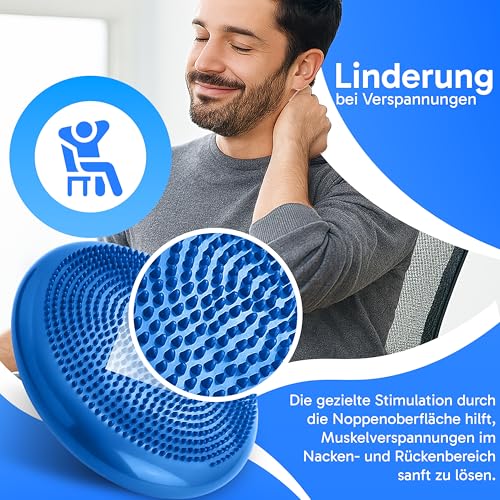 Retoo Ballsitzkissen mit Pumpe, 34cm Durchmesser, Balancekissen, Orthopädisches Sitzballkissen, Luftkissen, Pad, Sitzkissen, Bürostuhl, Balance Kissen für Core, Yoga