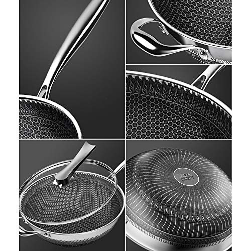 Wok antiadherente de acero inoxidable 13.4 pulgadas con tapa miniatura 6