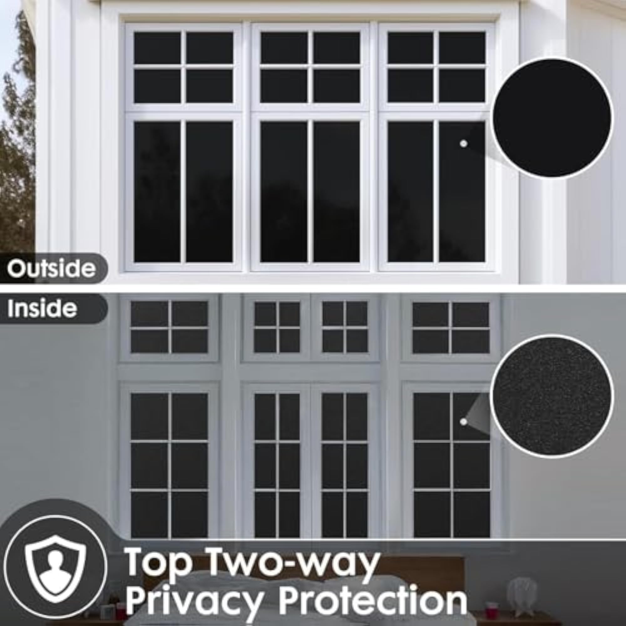Blackout Window Privacy Glass Sheet, UV/Sun Blocking