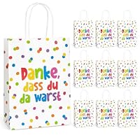 COMOOKA 10 Stück Geschenktüten mit Henkel Kindergeburtstag Papiertüten zum Befüllen Mitgebsel Tüten Geburtstagstüten Kinder Kindergeburtstag Danke Geschenktasche für Party Gastgeschenke Bunt