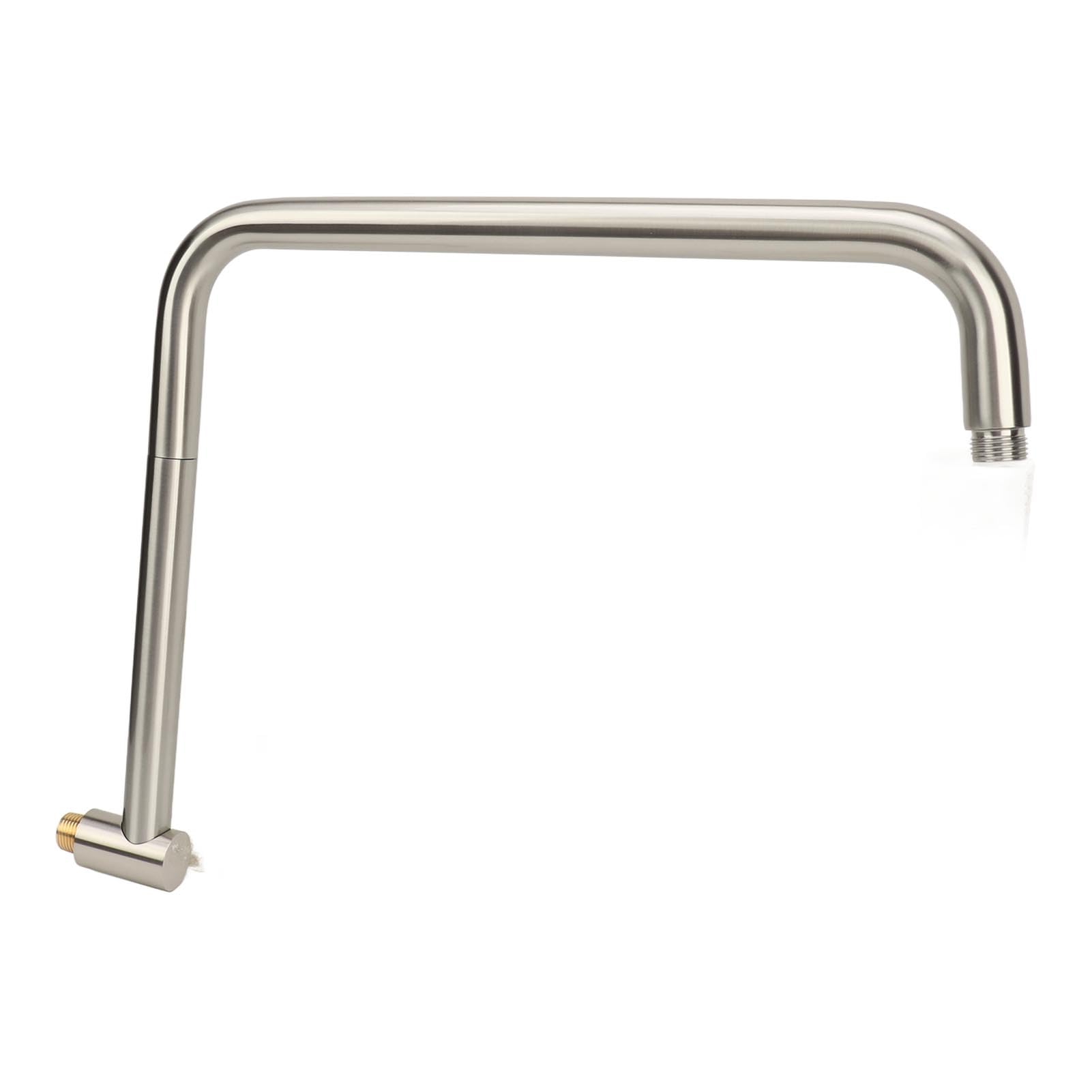 Extensor Ducha, Extensión de brazo de ducha giratorio en forma de S de acero inoxidable con brida, montaje en pared, elevador de cabezal de ducha ajustable, 360 grados, 33 cm, rosca G1/2 (Cepillado)