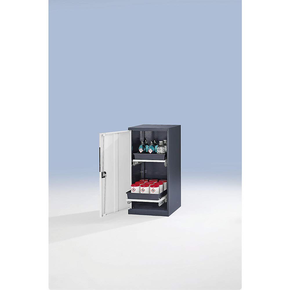 asecos | Armoire de Laboratoire pour Produits Chimiques | 1 Porte | mi-Hauteur | 2 tablettes coulissantes | sans vitre | Jaune