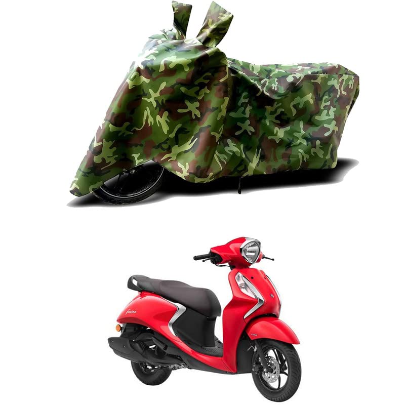 Image of 100% Water Resistant Bike Scooty Two Wheeler Body Cover Compatible for Yamaha Fascino 125 /UV-Rays /Heat Protection /Birds Dropping /Scratchproof /Dust Proof /Waterproof /All Varient[Green MJ]