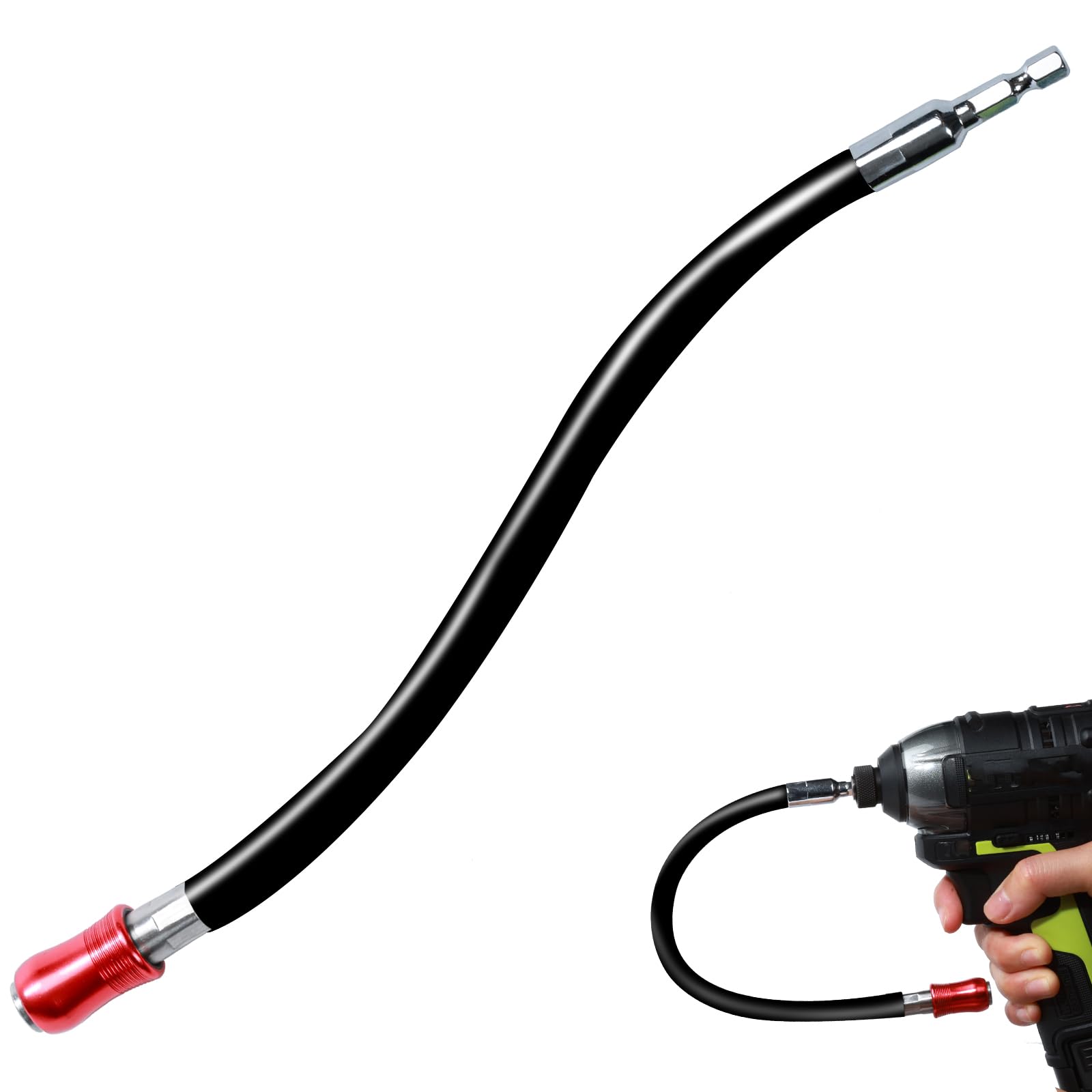 Geinxurn Drill Bit Extension - 12 Inch Flex Shaft Holder -2