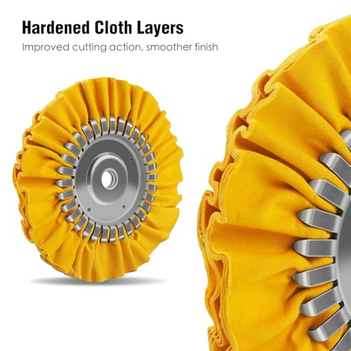 Image of 2PCS 8 inch Airway Buffing Wheel with 5 /8 inch Arbor Flange-Free Hub, Yellow Buffing Wheels for Angle Grinder, Metal Polishing Wheel for Aluminum Wheels Stainless Steel Oxidation Removal