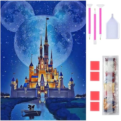ダイヤモンドアート Rinimie ダイヤモンドアート キット ディズニー城 ダイアモンドビーズ絵画キット 5Dモザイクアート DIY 手作り絵画手芸キット ダイヤモンド塗装 全面貼り付けタイプ 芸術品 家用装飾 30x40cmのサムネイル