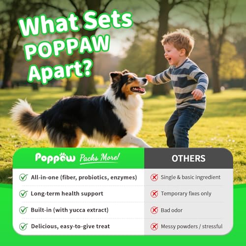 POPPAW Dog Probiotics & Digestive Enzymes – Pumpkin Fiber Chews for Gut Health, Constipation& Upset Stomach Relief, Gas & Stool Support, Chicken Flavor Soft Chews – 90 Count — view 6
